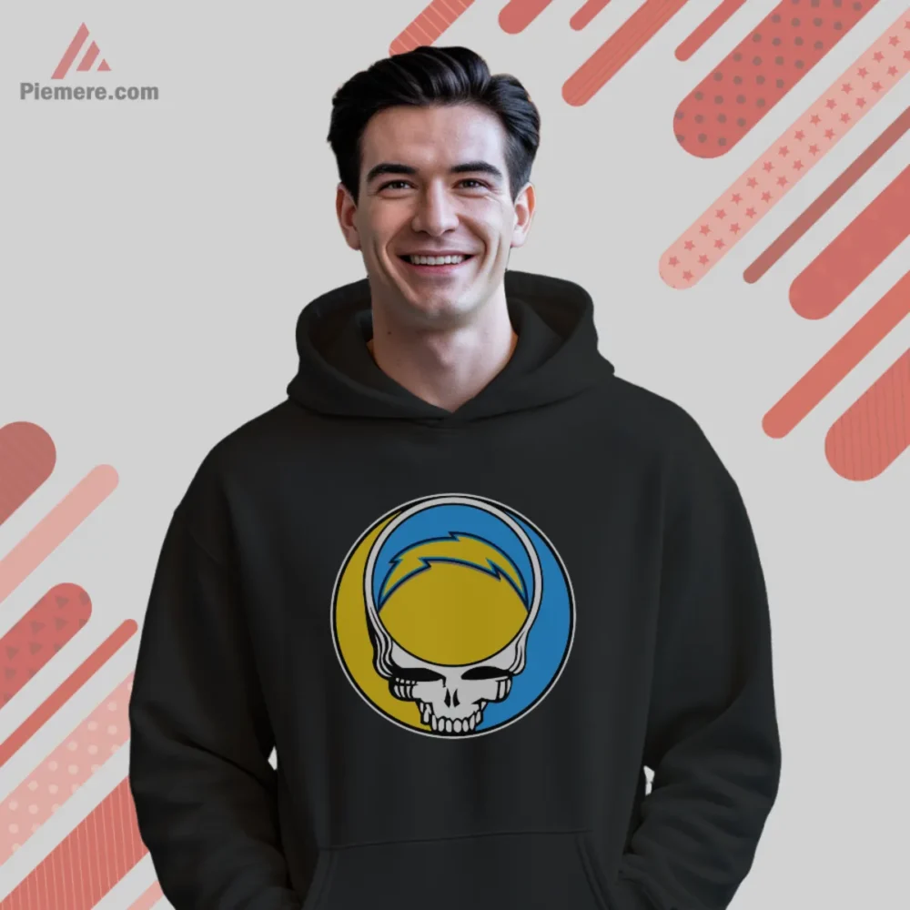 Black hoodie with skull and lightning bolt graphic