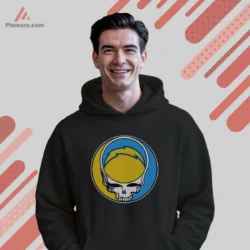 Black hoodie with skull and lightning bolt graphic