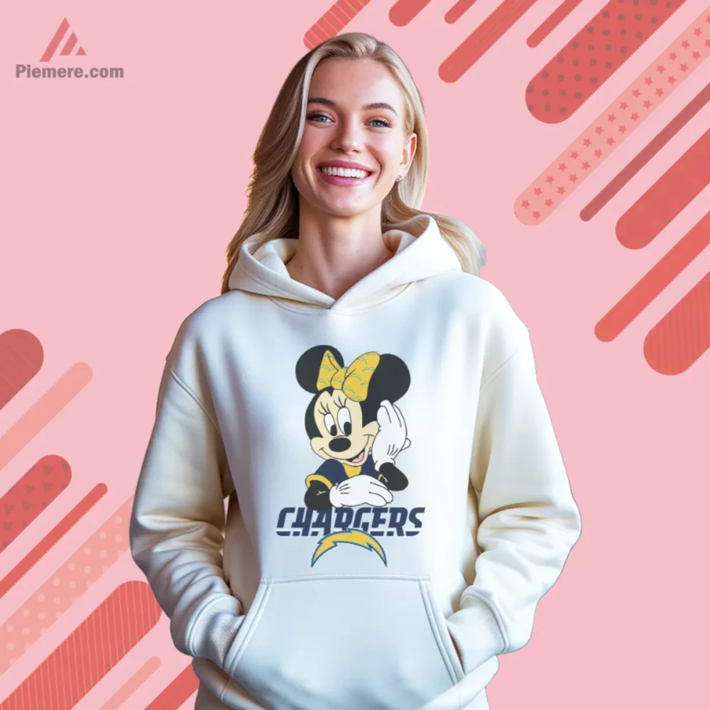 White hoodie with cute Chargers graphic for fans