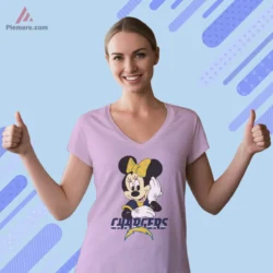 Light pink V neck tee with fun team vibe