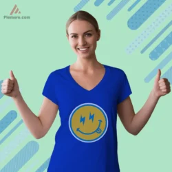 Chargers smiley face V neck tee in royal blue
