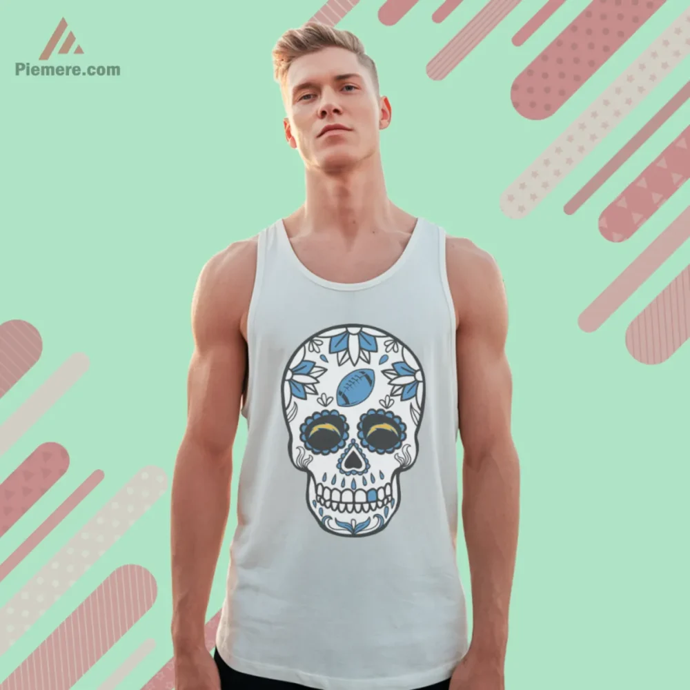 Los Angeles Chargers Sugar Skull Shirt on white men tank top