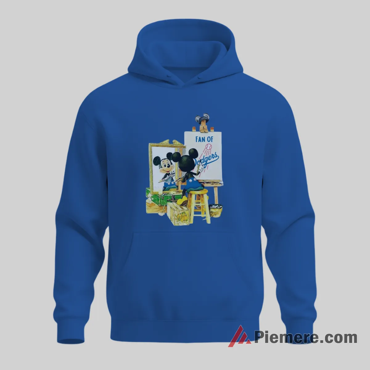 Los Angeles Dodgers Artistic Mickey Canvas Style Shirt on royal blue hoodie for men graphic tee