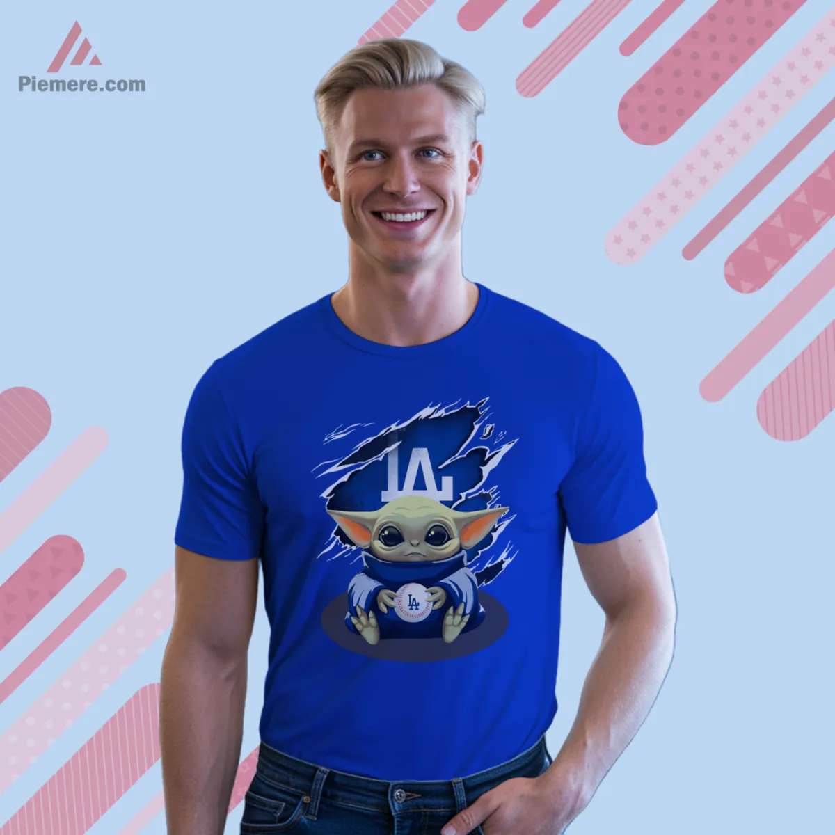 Dodgers Baby Yoda short sleeve in royal blue