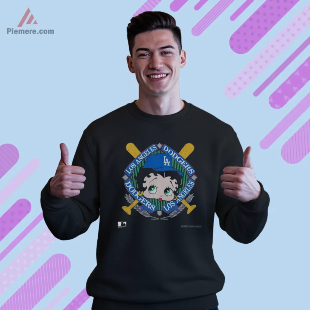 Los Angeles Dodgers Betty Boop Shirt on black sweatshirt