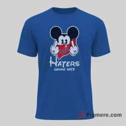Los Angeles Dodgers Bold Mickey Haters Gonna Hate Shirt on royal blue short sleeve shirt for men graphic tee