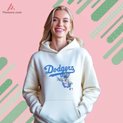 Los Angeles Dodgers Bugs Bunny Shirt on white hoodie