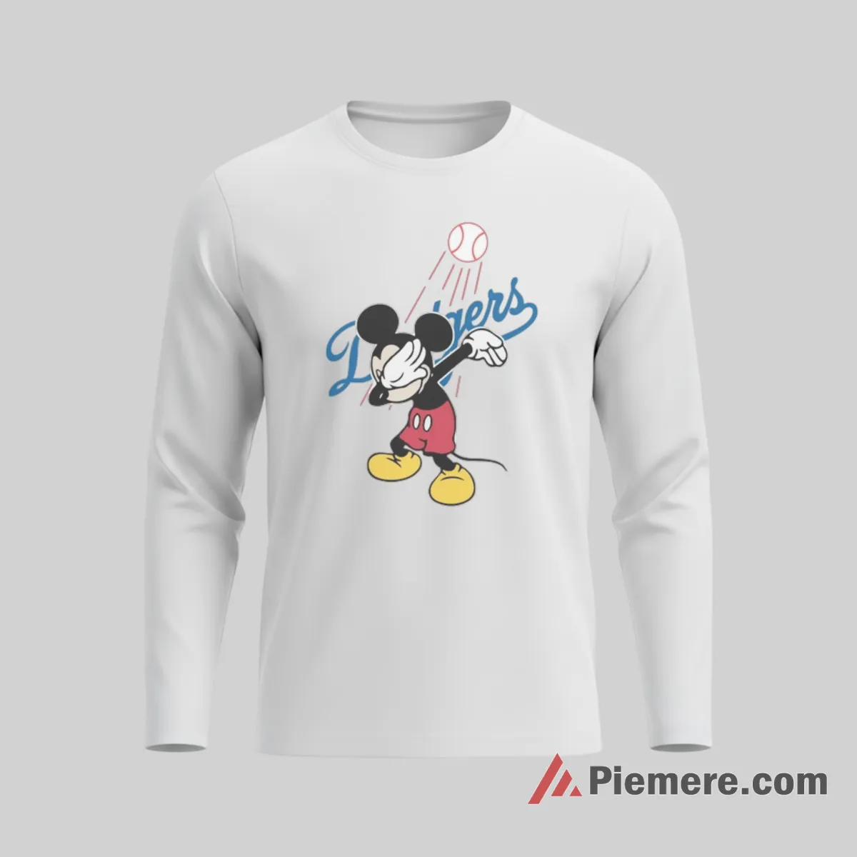 Los Angeles Dodgers Dabbing Mickey Celebration Shirt on white long sleeve shirt for men graphic tee