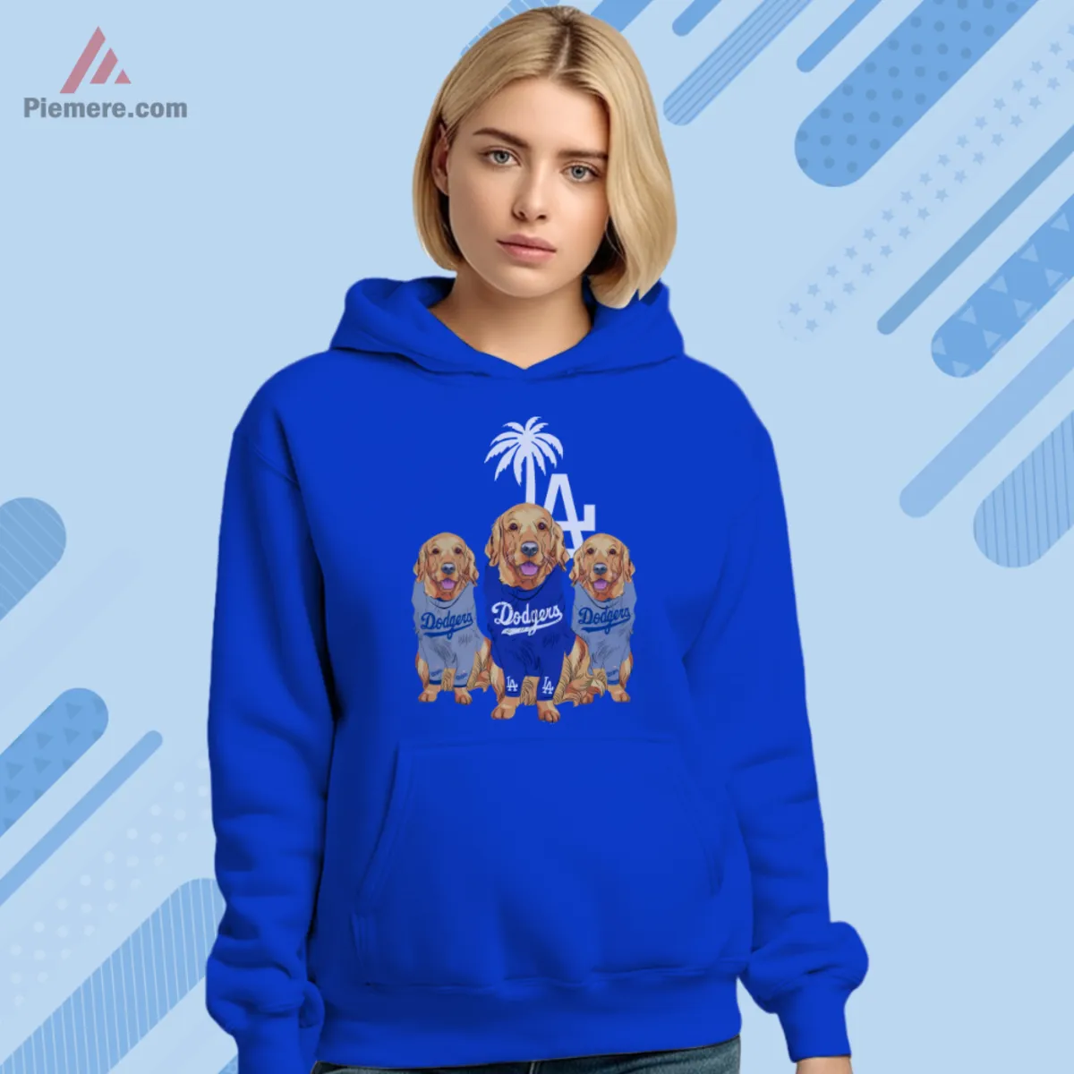 Dodgers dog graphic hoodie in royal blue