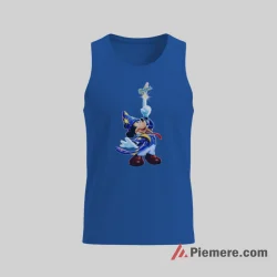 Los Angeles Dodgers Magical Sorcerer Mickey Baseball Shirt on royal blue tank top for men graphic tee