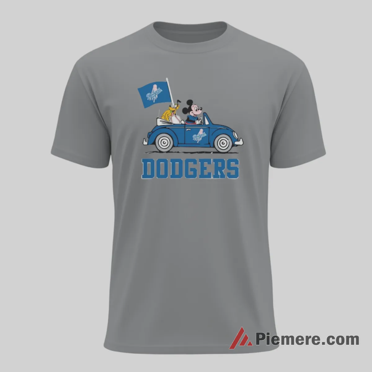 Los Angeles Dodgers Mickey Mouse And Pluto Road Trip Shirt on sport grey short sleeve shirt for men graphic tee