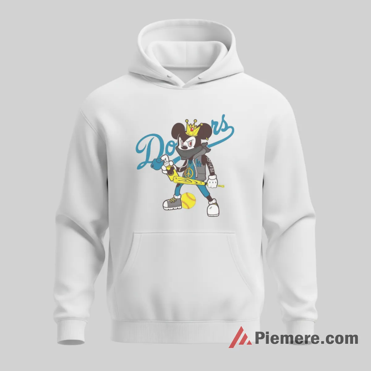 Los Angeles Dodgers Mickey Peace Sign Street Style Shirt on white hoodie for men graphic tee