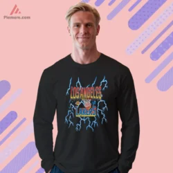Black long sleeve shirt featuring Lakers lightning art