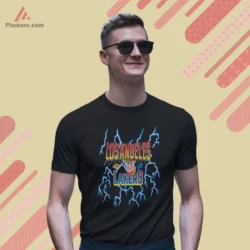 Black short sleeve Lakers shirt with electric lightning graphic