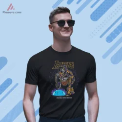 Black short sleeve Lakers shirt with bubble era Grim Reaper art