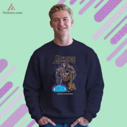 Navy sweatshirt featuring Lakers bubble themed Grim Reaper graphic