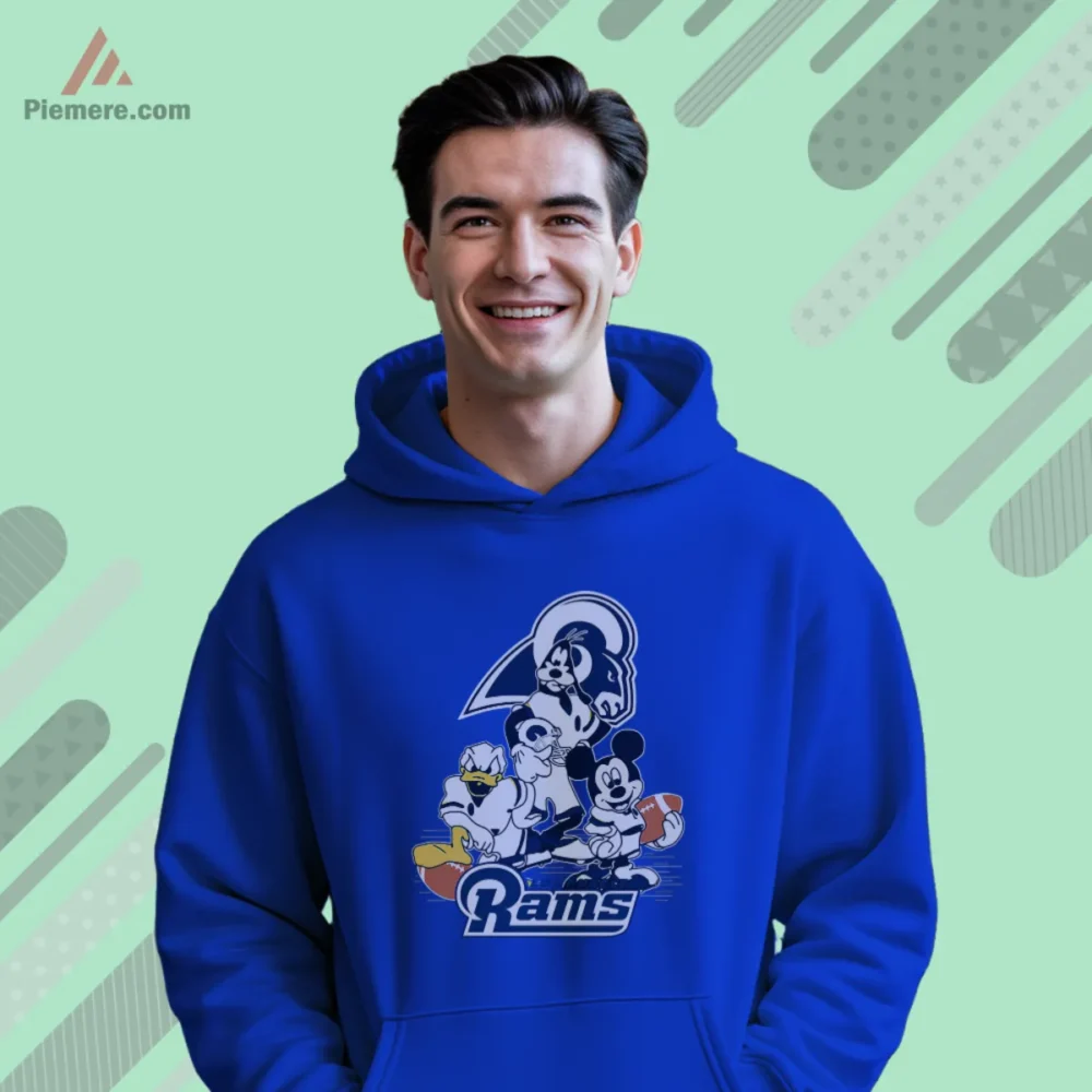 Royal blue hoodie with trio character football art