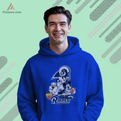 Royal blue hoodie with trio character football art