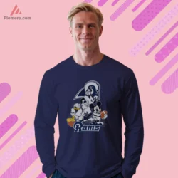 Navy long sleeve with trio characters holding footballs