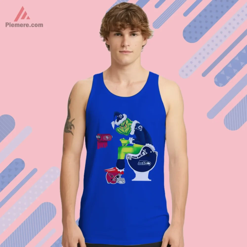 Los Angeles Rams Grinch Shirt on royal blue tank top front view