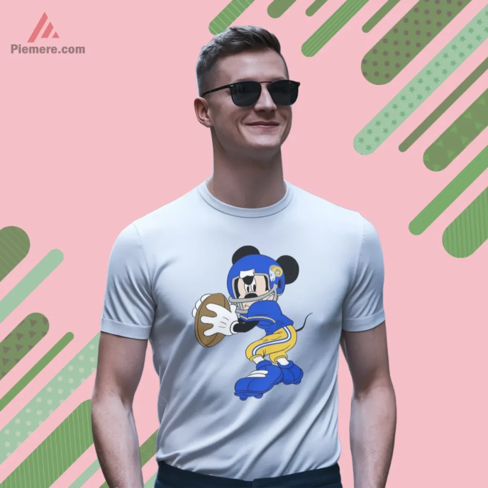 Los Angeles Rams Mickey Mouse Quarterback Shirt white short sleeve front view