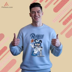 Men light blue sweatshirt with character and trophy graphic
