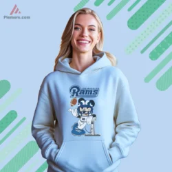 Women light blue hoodie with fun football artwork