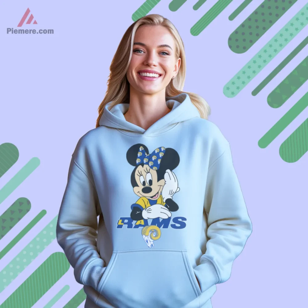 Los Angeles Rams Minnie Mouse Shirt light blue hoodie front view