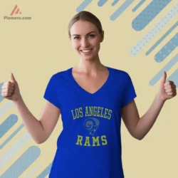 Rams retro logo V neck in royal blue for women