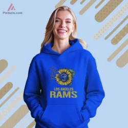 Royal blue hoodie with sunflower football accents