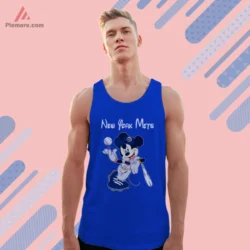 Royal blue tank top with cheerful Mets cartoon graphic