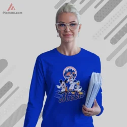 Mets Mickey Donald Goofy Shirt long sleeve royal blue for New York fans