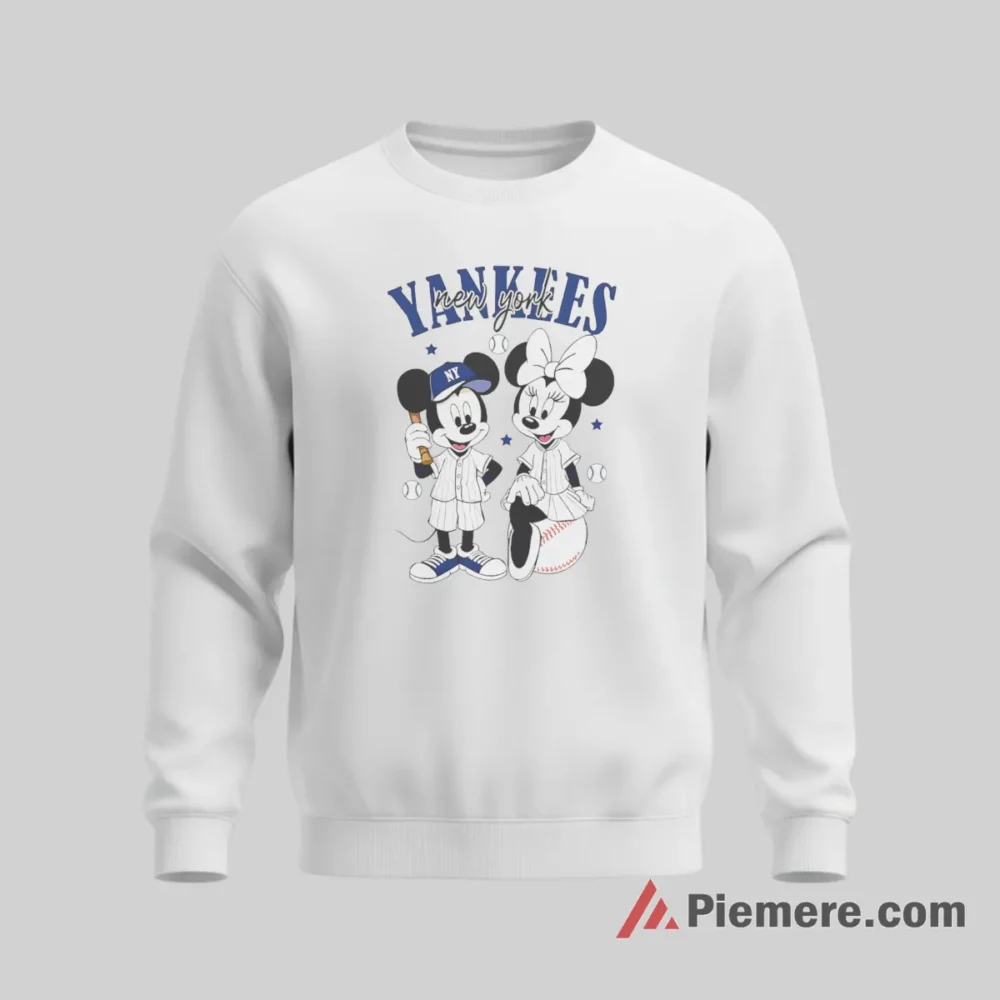 Mickey And Minnie Yankees Sweetheart Pinstripe Fan Shirt on graphic shirt for men graphic tee