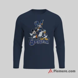 Mickey Donald Goofy Milwaukee Brewers Champions Cartoon Shirt on navy long sleeve shirt for men graphic tee