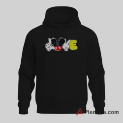 Mickey Hand Heart Yankees Love Sports Shirt on black hoodie for men graphic tee