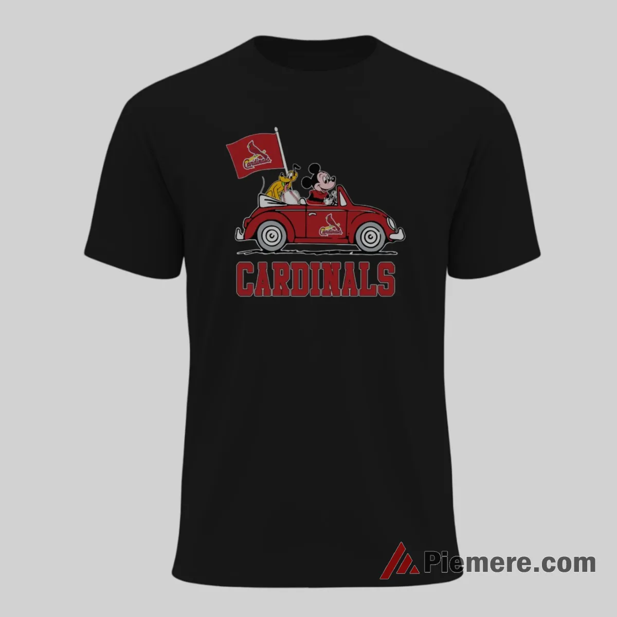 Mickey Mouse And Pluto Road Trip St Louis Cardinals Shirt on black short sleeve shirt for men graphic tee