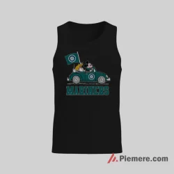Mickey Mouse And Pluto Seattle Mariners Road Trip Baseball Shirt on black tank top for men graphic tee