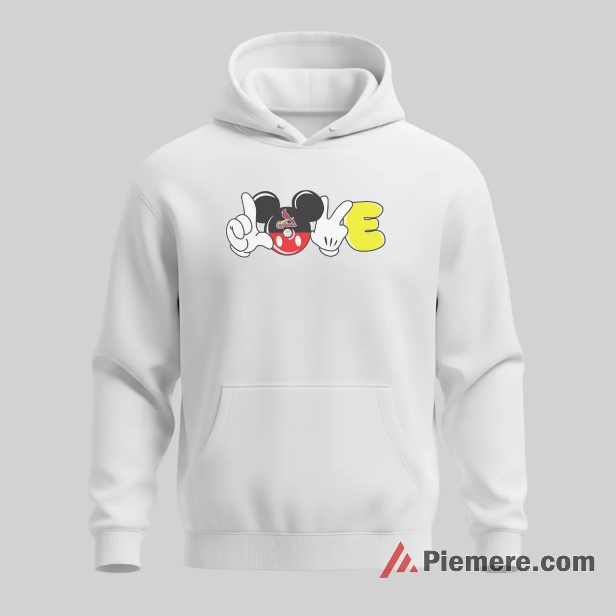 Mickey Mouse Baseball Love St Louis Cardinals Shirt on white hoodie for men graphic tee