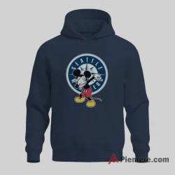 Mickey Mouse Dabbing Celebration Seattle Mariners Baseball Shirt on navy hoodie for men graphic tee