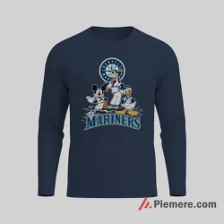 Mickey Mouse Donald Duck And Goofy Seattle Mariners Baseball Shirt on navy long sleeve shirt for men graphic tee