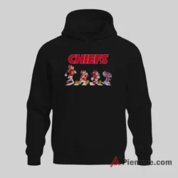 Mickey Mouse Donald Duck Goofy Stitch Kansas City Chiefs Abbey Road Shirt on black hoodie for men graphic tee