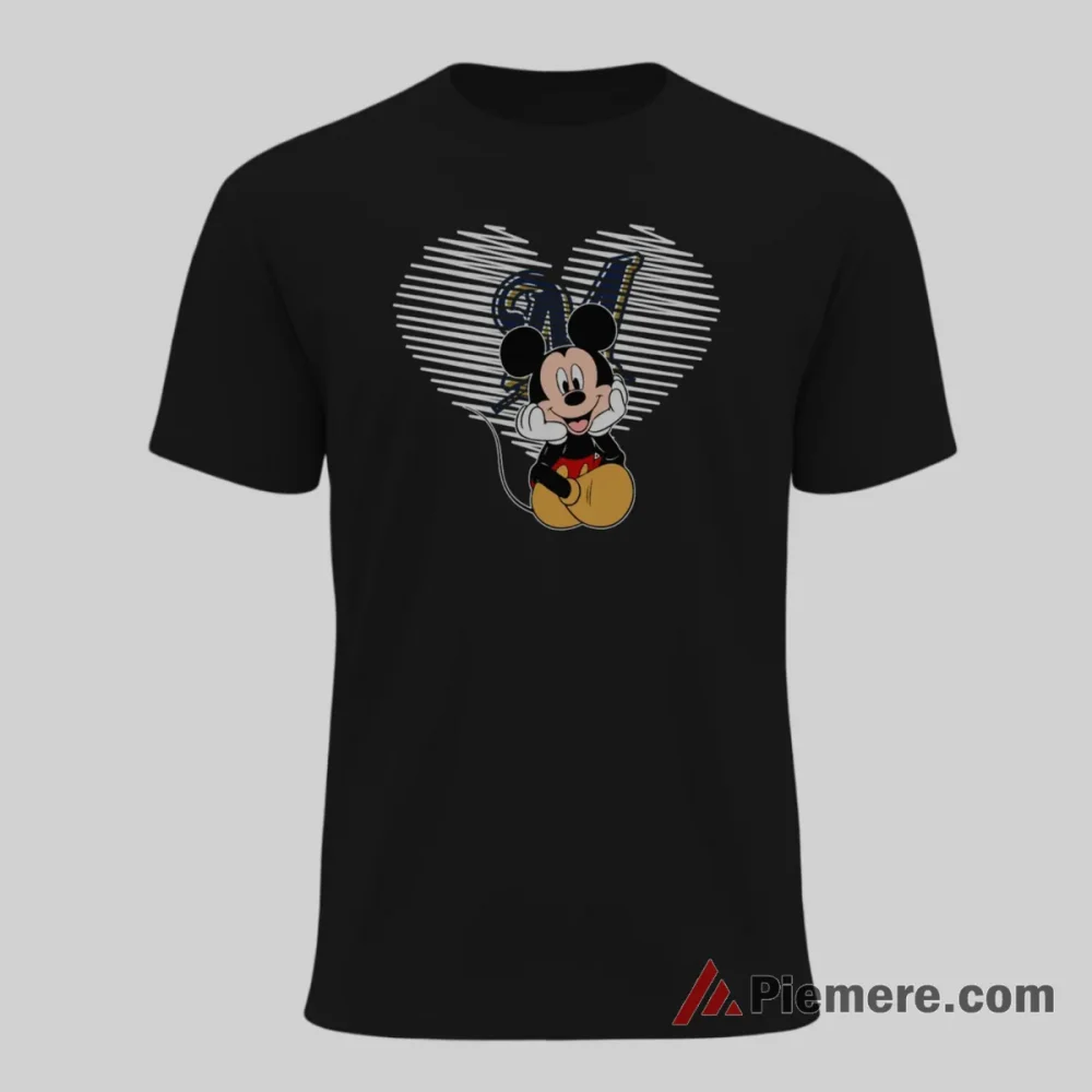 Mickey Mouse Heart Milwaukee Brewers Cartoon Fan Shirt on black short sleeve shirt for men graphic tee