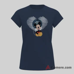 Mickey Mouse Heart Pose Seattle Mariners Baseball Shirt on navy short sleeve shirt for women graphic tee