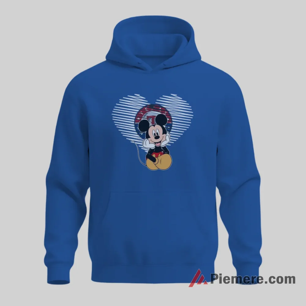 Mickey Mouse Heartfelt Texas Rangers Baseball Fan Shirt on royal blue hoodie for men graphic tee