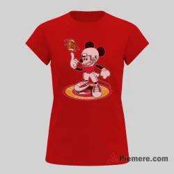 Mickey Mouse Kansas City Chiefs Cheerful Game Day Shirt on red short sleeve shirt for women graphic tee