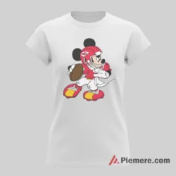 Mickey Mouse Kansas City Chiefs Clean Cartoon Football Shirt on white short sleeve shirt for women graphic tee