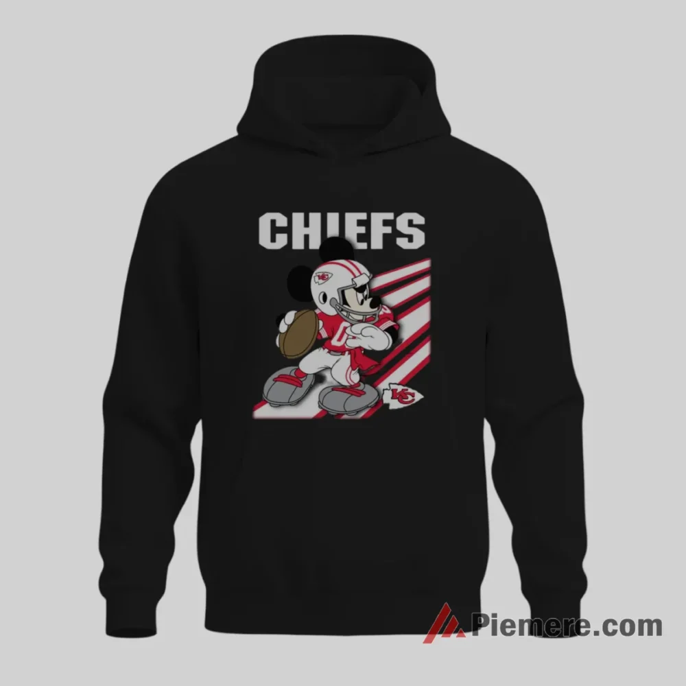 Mickey Mouse Kansas City Chiefs End Zone Runner Shirt on black hoodie for men graphic tee