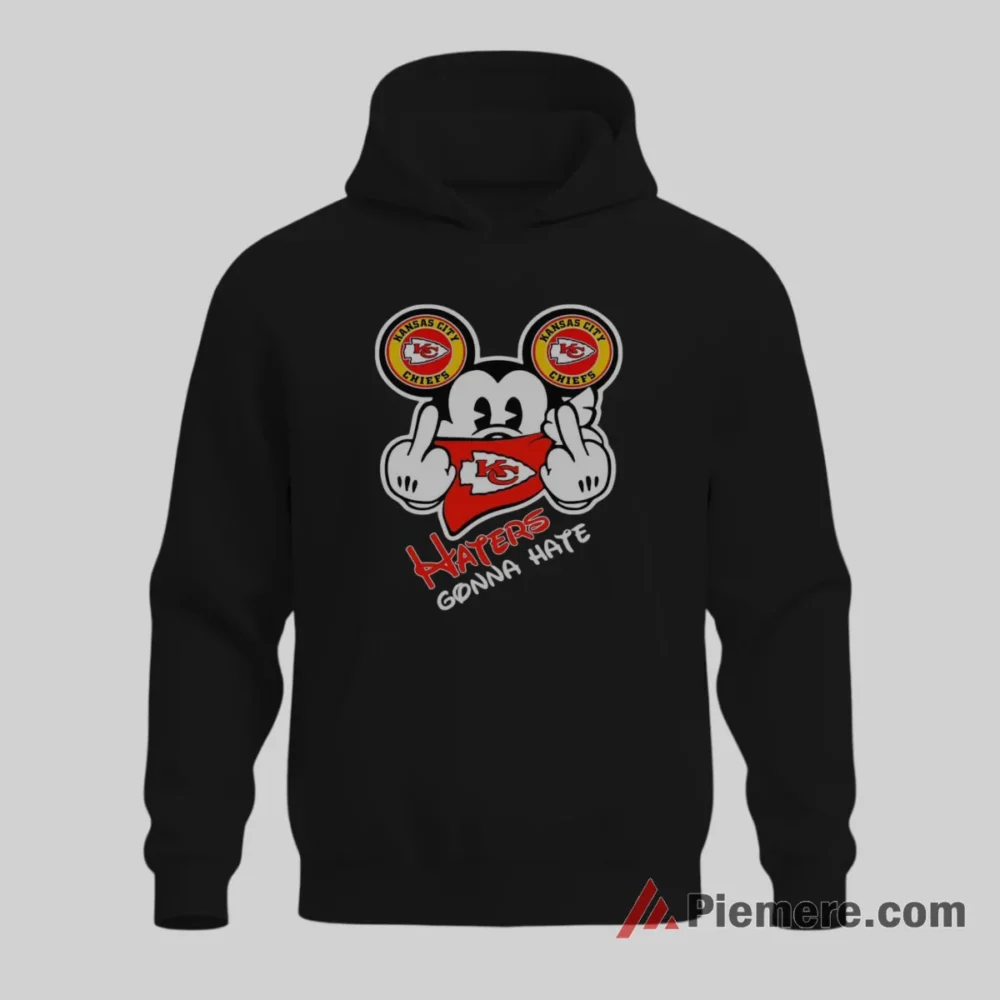 Mickey Mouse Kansas City Chiefs Haters Gonna Hate Bandana Shirt on black hoodie for men graphic tee