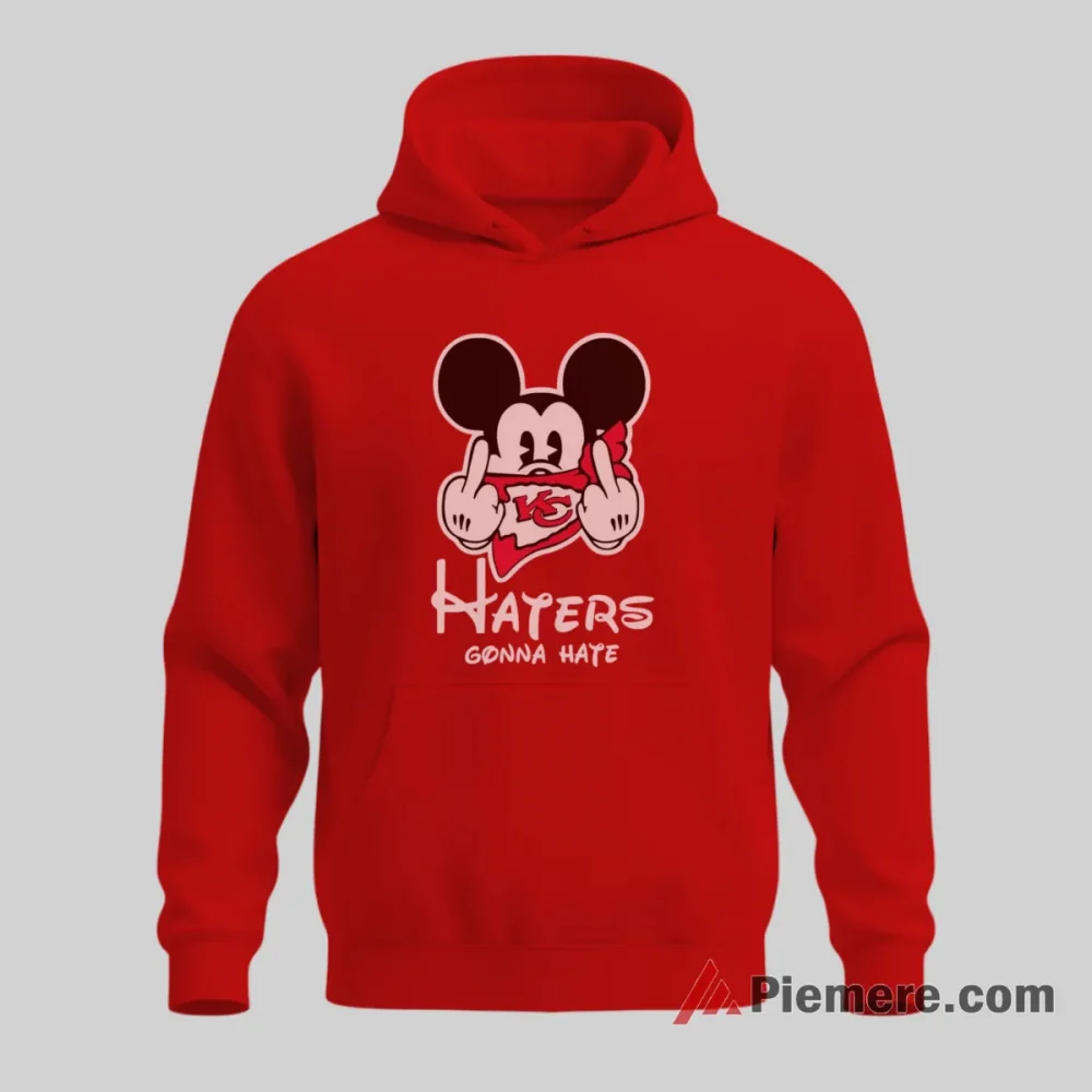 Mickey Mouse Kansas City Chiefs Haters Gonna Hate Shirt on red hoodie for men graphic tee