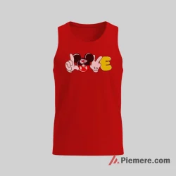 Mickey Mouse Kansas City Chiefs Love Mashup Fan Shirt on red tank top for men graphic tee